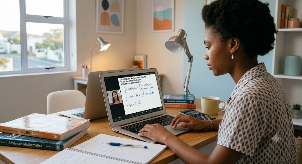 Student learning CBSE maths online with OnlineMaths tuition in South Africa